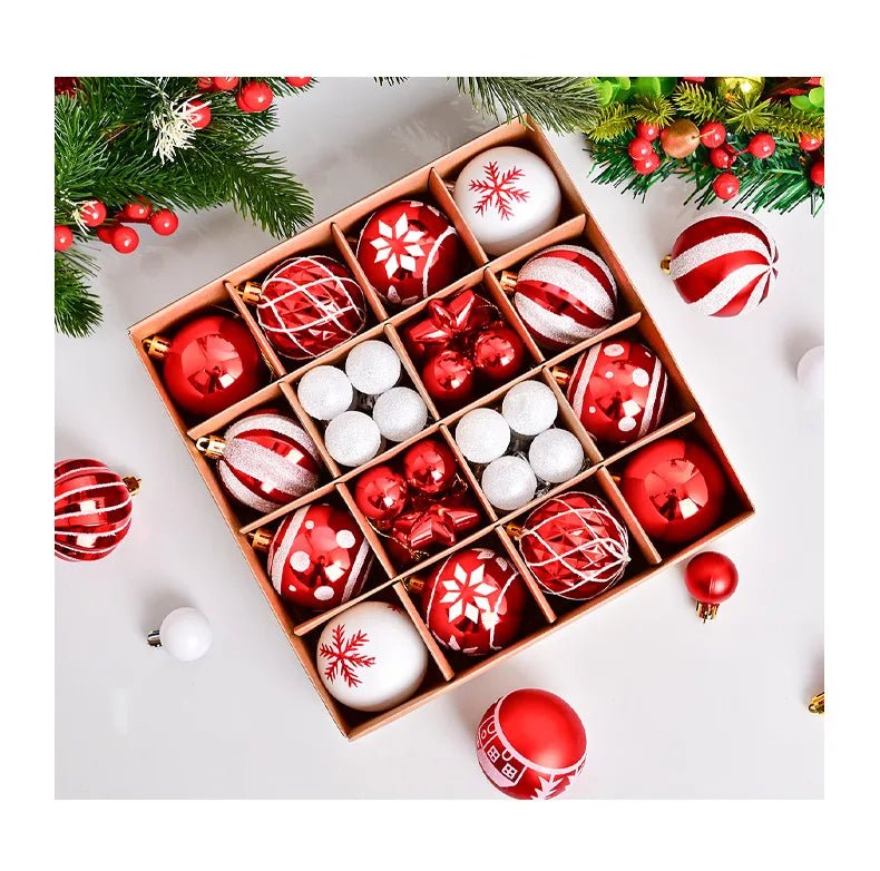 44pcs Christmas Baubles Set – Painted & Electroplated - Jasmind Stores