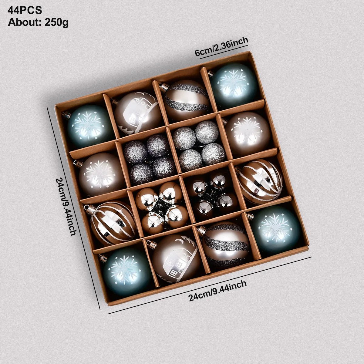 44pcs Christmas Baubles Set – Painted & Electroplated - Jasmind Stores