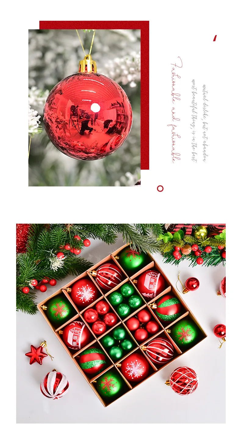 44pcs Christmas Baubles Set – Painted & Electroplated - Jasmind Stores