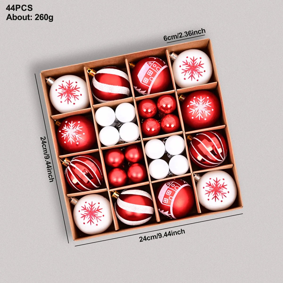 44pcs Christmas Baubles Set – Painted & Electroplated - Jasmind Stores