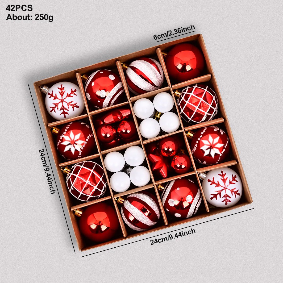 44pcs Christmas Baubles Set – Painted & Electroplated - Jasmind Stores