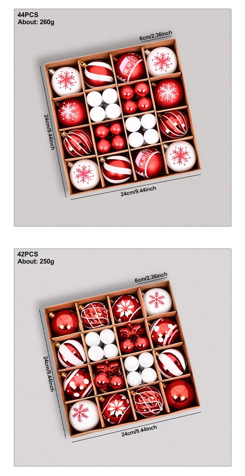 44pcs Christmas Baubles Set – Painted & Electroplated - Jasmind Stores