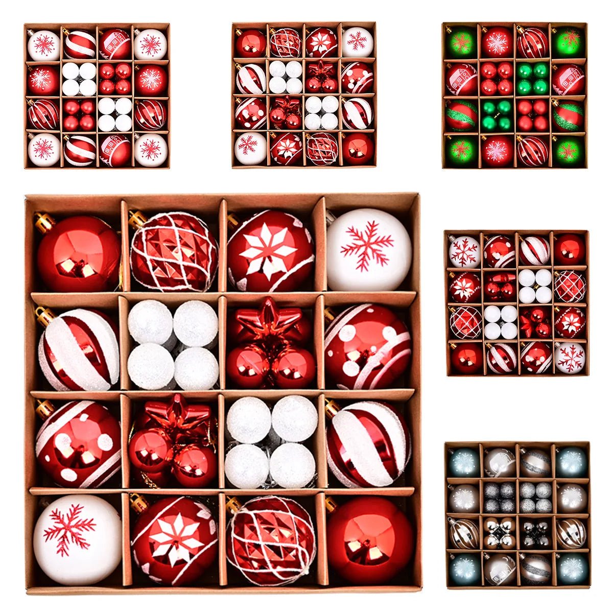 44pcs Christmas Baubles Set – Painted & Electroplated - Jasmind Stores