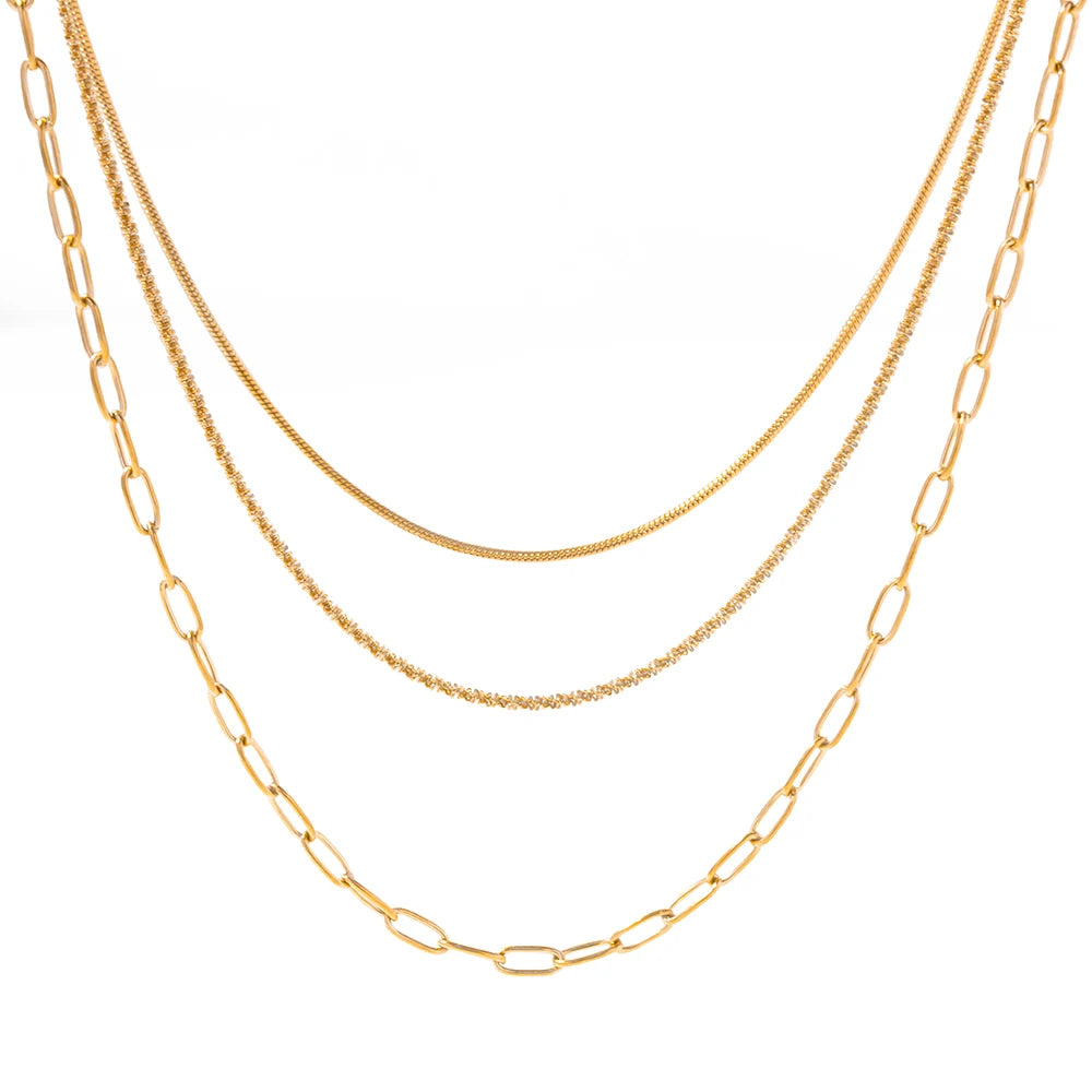 Jewelryposter Jewelry Stainless Steel Figaro Double Layer Ne