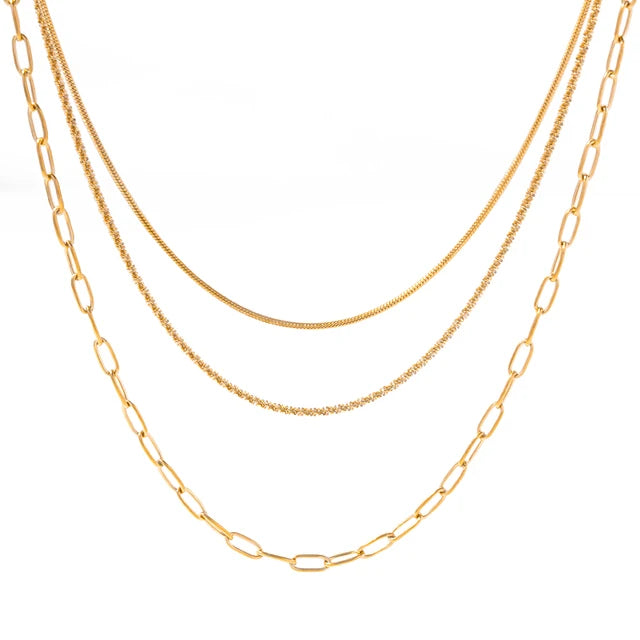 Jewelryposter Jewelry Stainless Steel Figaro Double Layer Ne