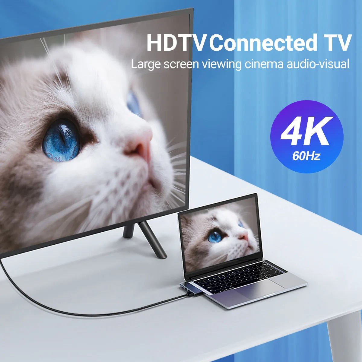 5 - in - 1 USB - C Hub Laptop Docking Station USB C to Dual HDMI Adapter with 4K 60Hz HDMI*2, PD100W , USB2.0 Port for MacBook Pro/Air - Jasmind Stores