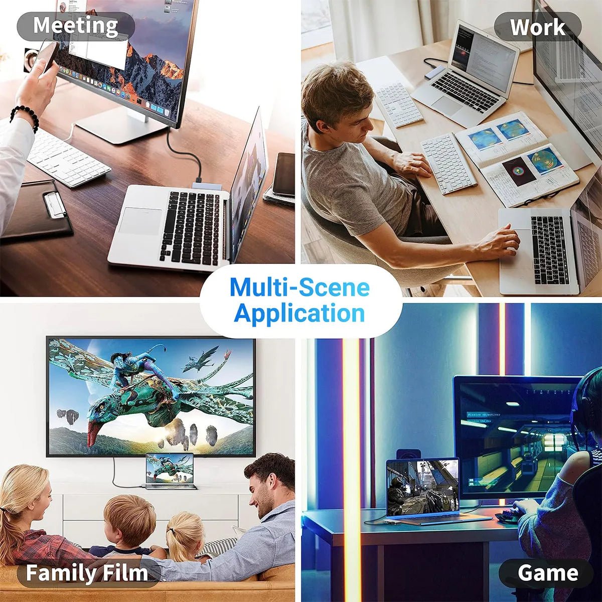 5 - in - 1 USB - C Hub Laptop Docking Station USB C to Dual HDMI Adapter with 4K 60Hz HDMI*2, PD100W , USB2.0 Port for MacBook Pro/Air - Jasmind Stores