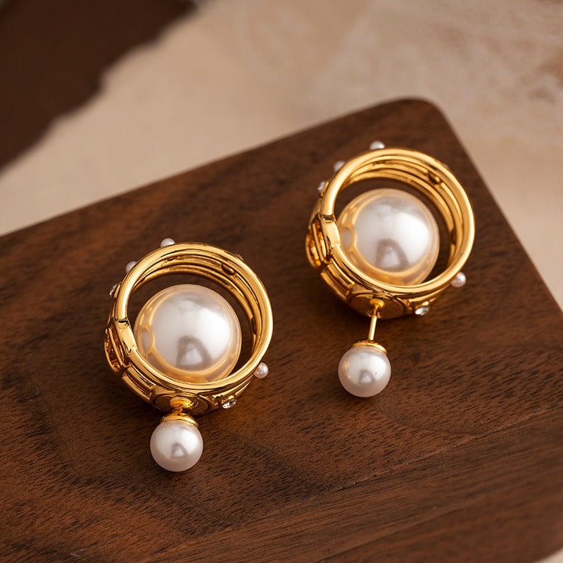Retro small fragrant style circular temperament earrings, ni