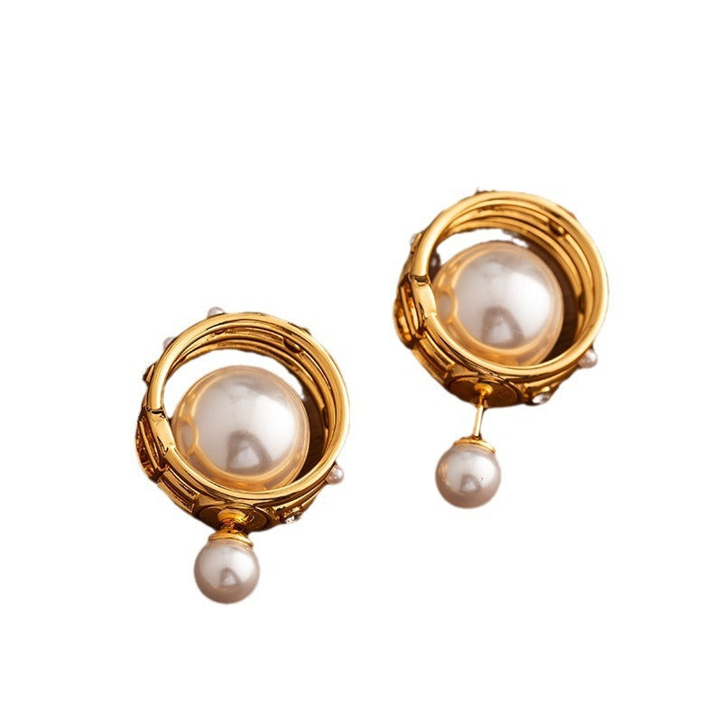 Retro small fragrant style circular temperament earrings, ni
