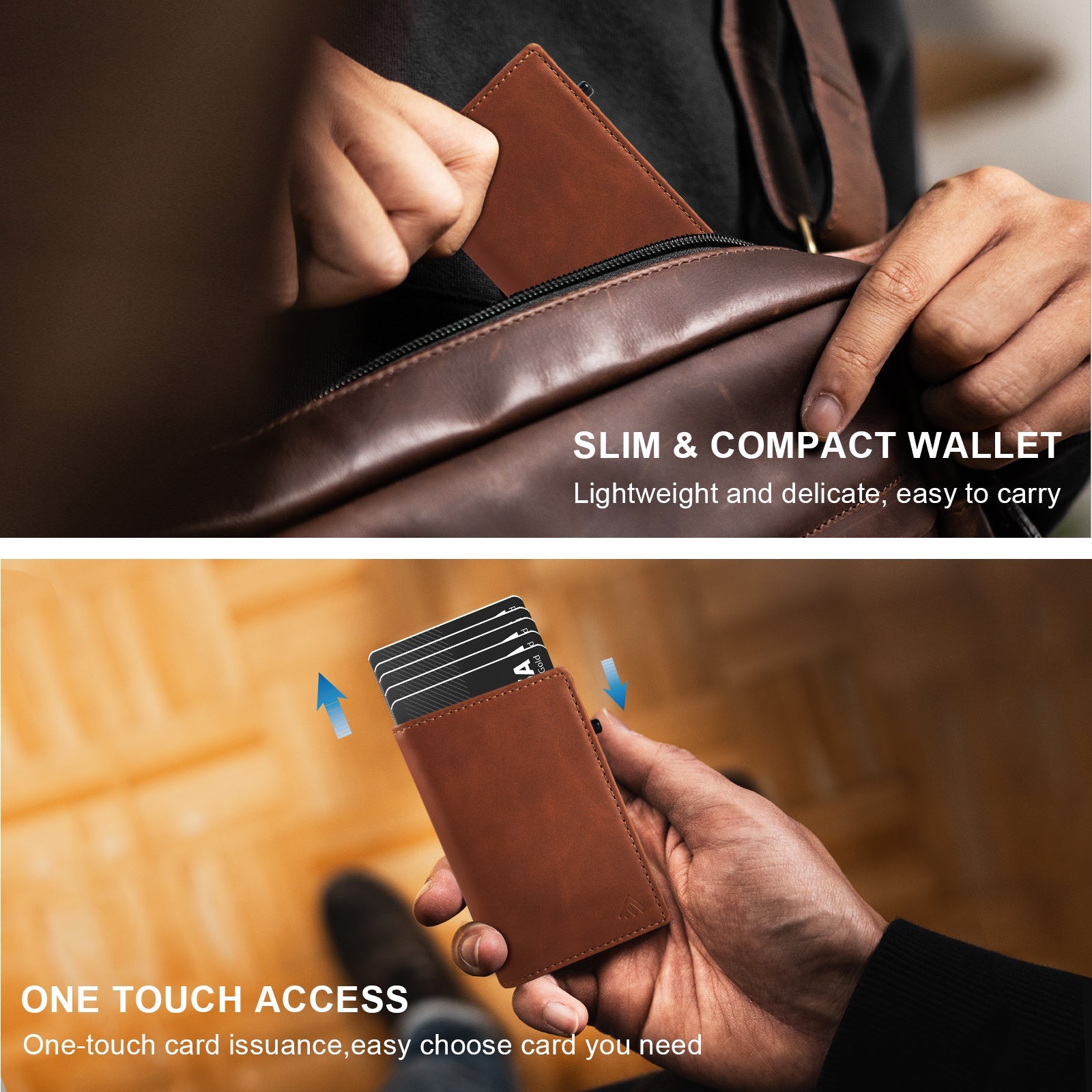 TOYFID Aluminum Alloy Wallet With Genuine Leather Cover Men'