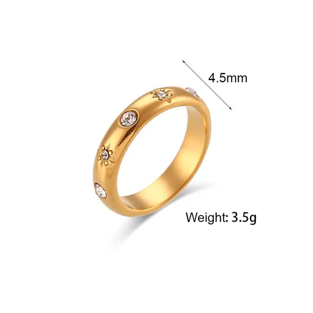 18K Gold Plated Green Zircon Pearl Rings For Women Waterproo