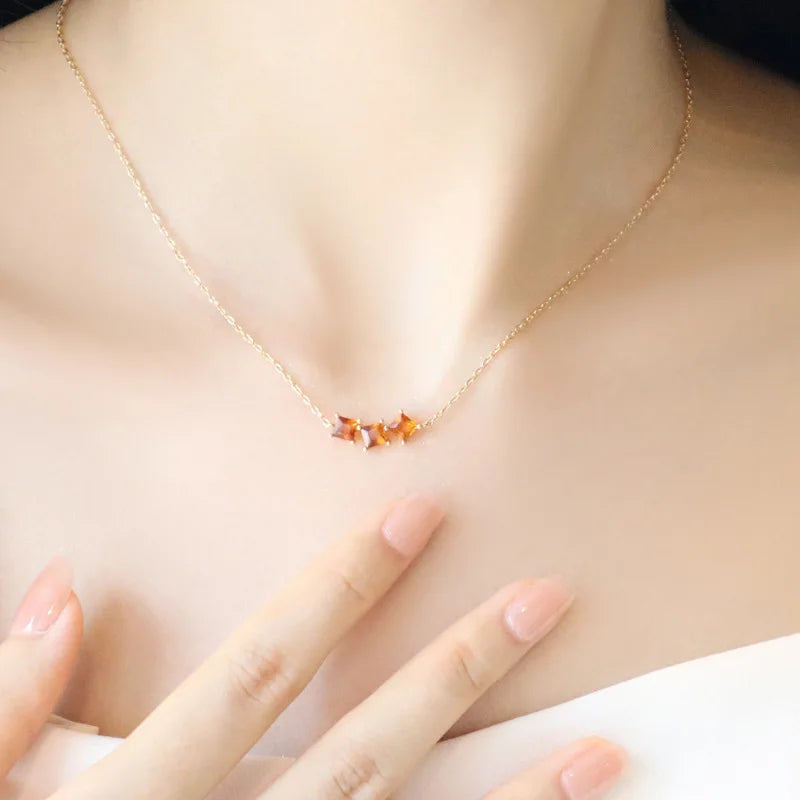Real 925 Sterling Silver Geometric Vintage Orange Square Zir