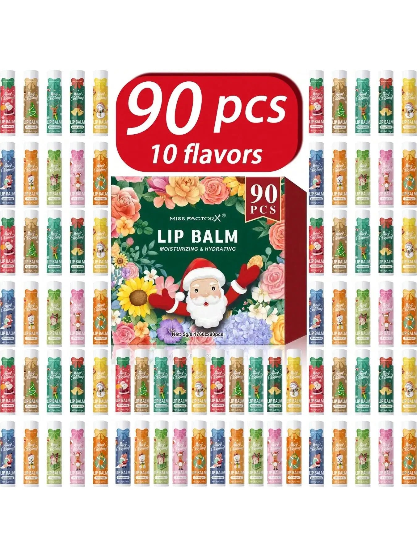 90 pieces/box 10 scented lipstick set Christmas set Moisturizing lips deep moisturizing Christmas gift - Jasmind Stores
