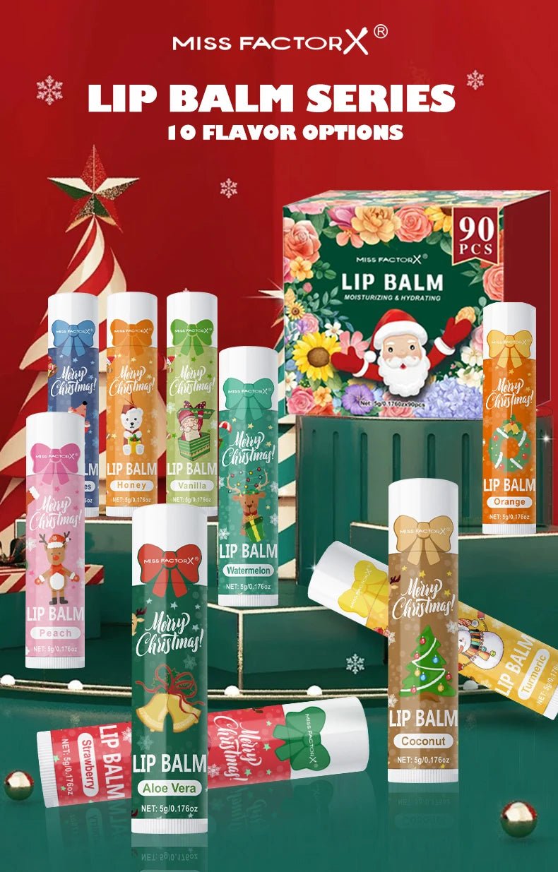 90 pieces/box 10 scented lipstick set Christmas set Moisturizing lips deep moisturizing Christmas gift - Jasmind Stores
