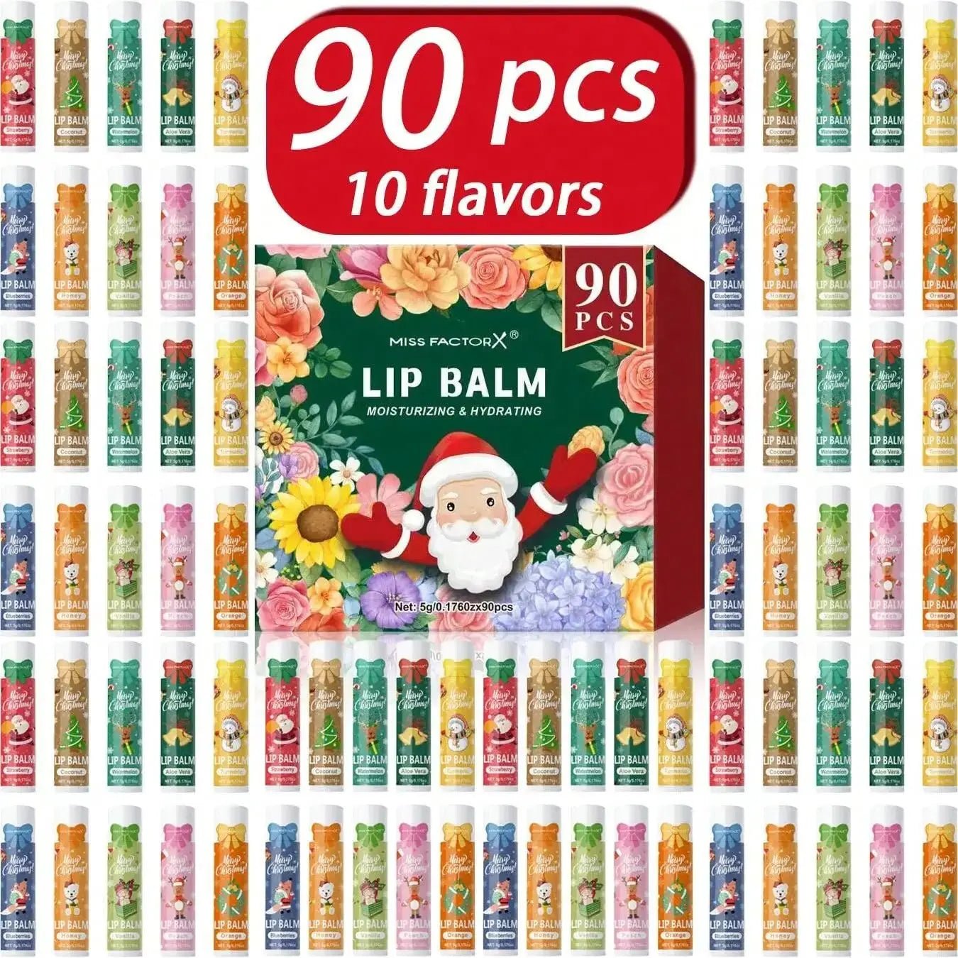 90 pieces/box 10 scented lipstick set Christmas set Moisturizing lips deep moisturizing Christmas gift - Jasmind Stores