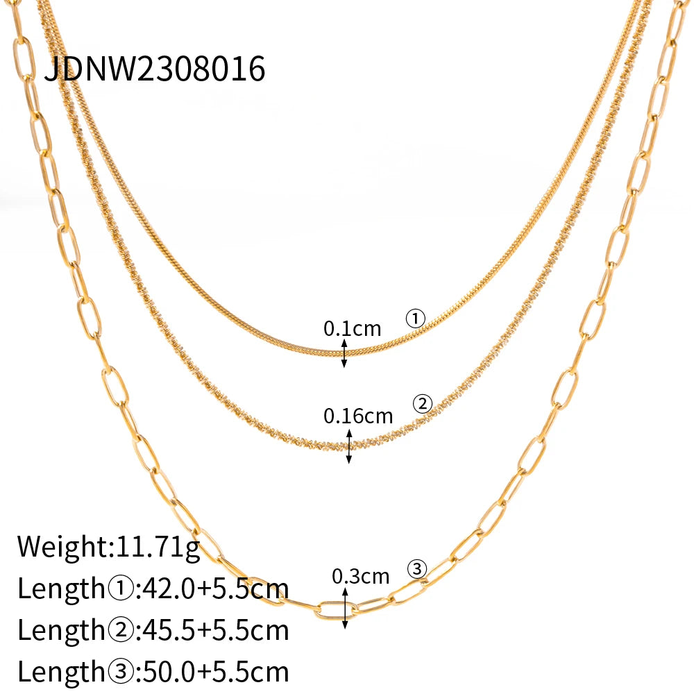 Jewelryposter Jewelry Stainless Steel Figaro Double Layer Ne
