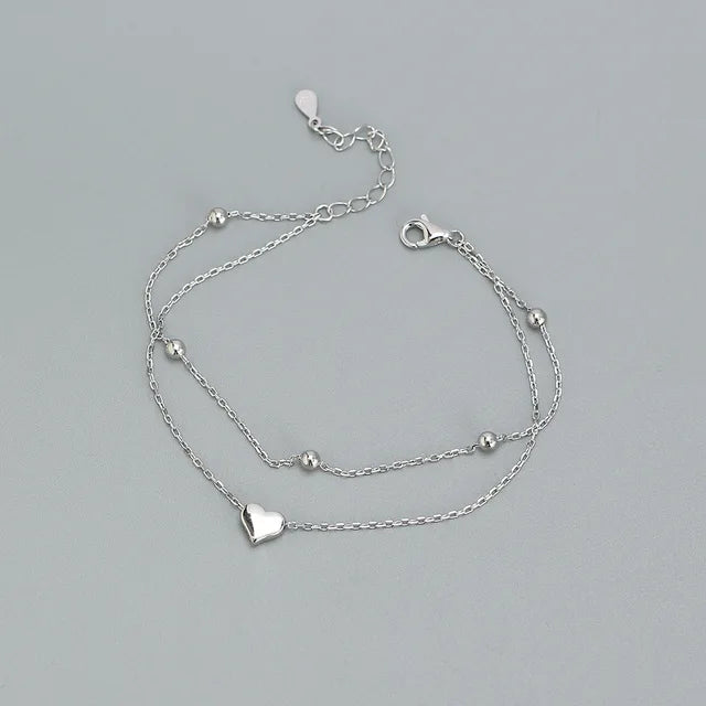 925 Sterling Silver Double Layer Heart