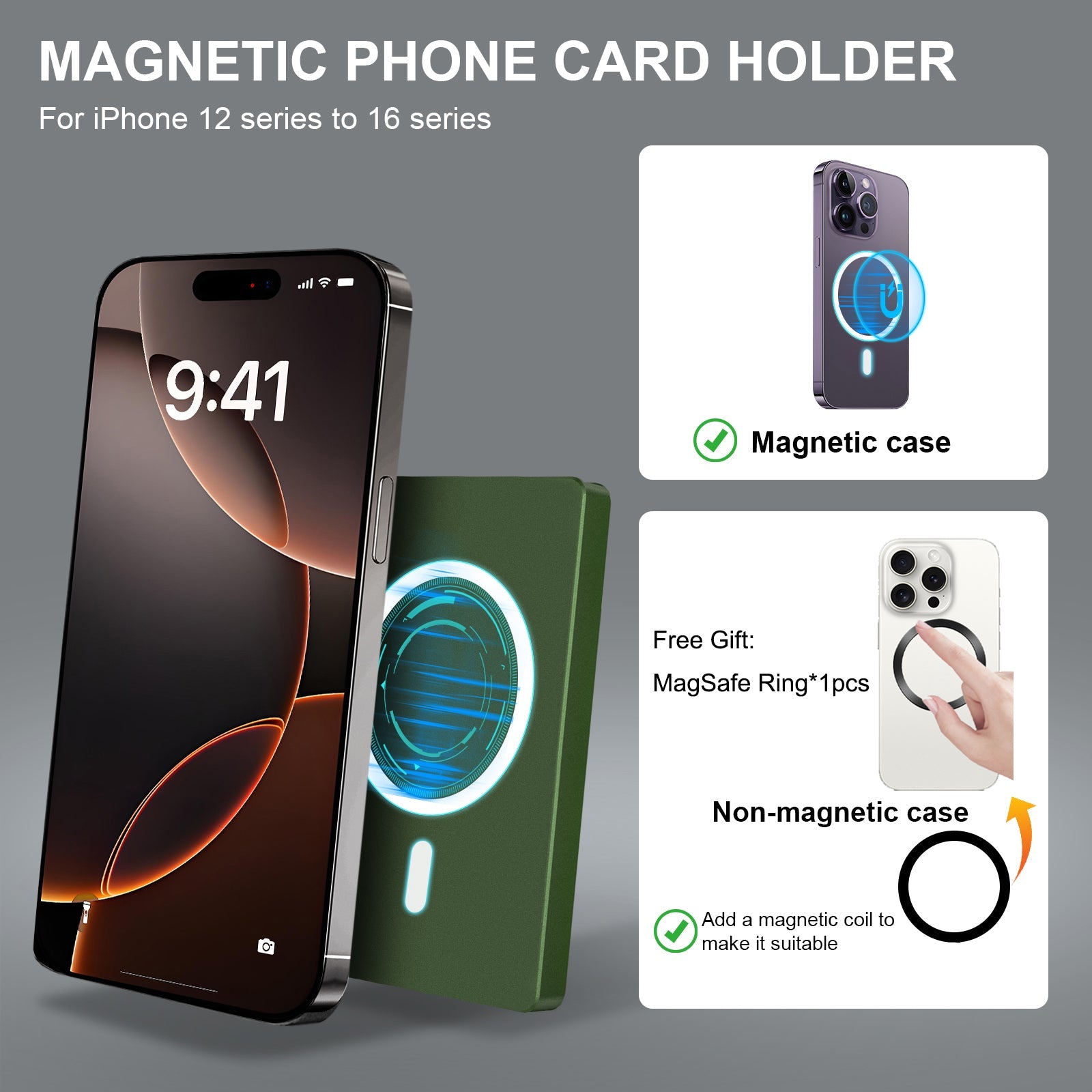 RFID Blocking Wallet Minimalist Slim Card Holder for Magsafe