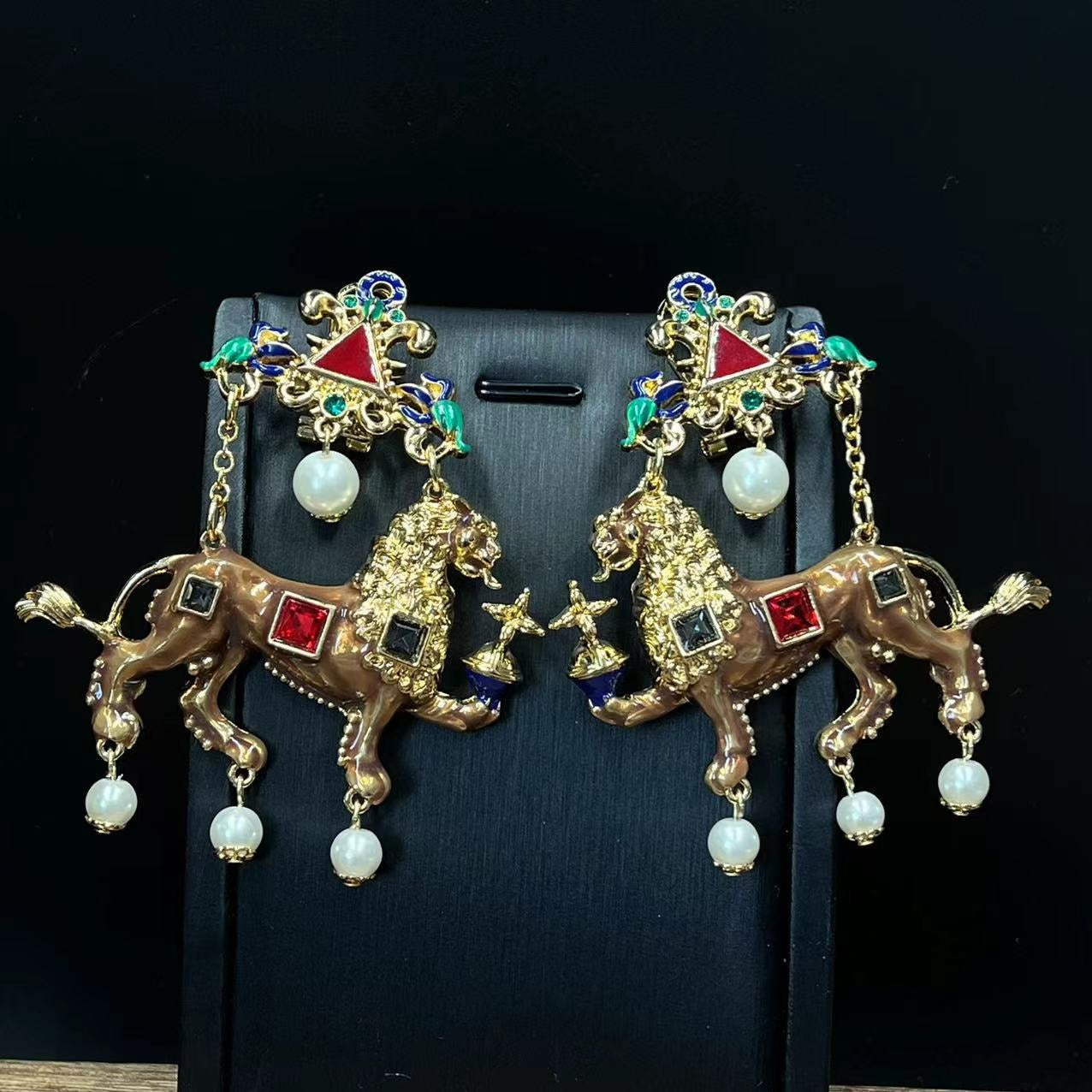 Enamel Heavy Industry Animal Cartoon Multi element Earrings