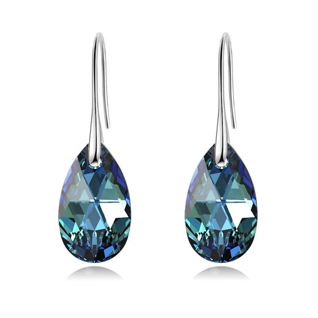 Korean Pear-Shaped Crystal Earrings