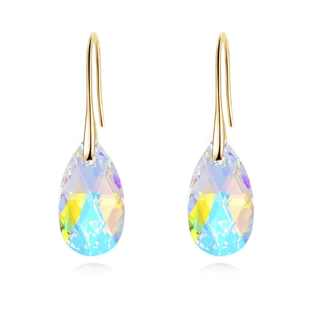 Korean Pear-Shaped Crystal Earrings