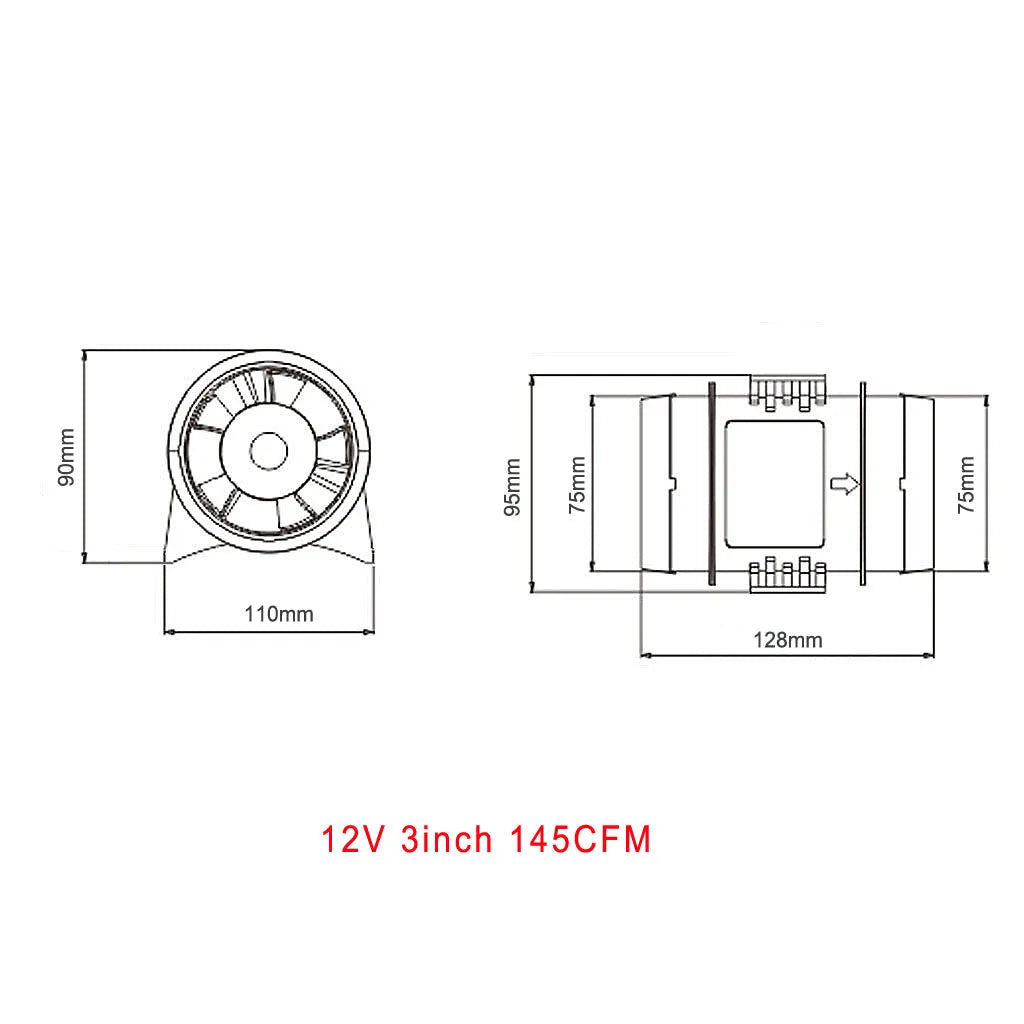 12V In-Line Air Blower Boat Bilge Engine Marine Cabin Ventil