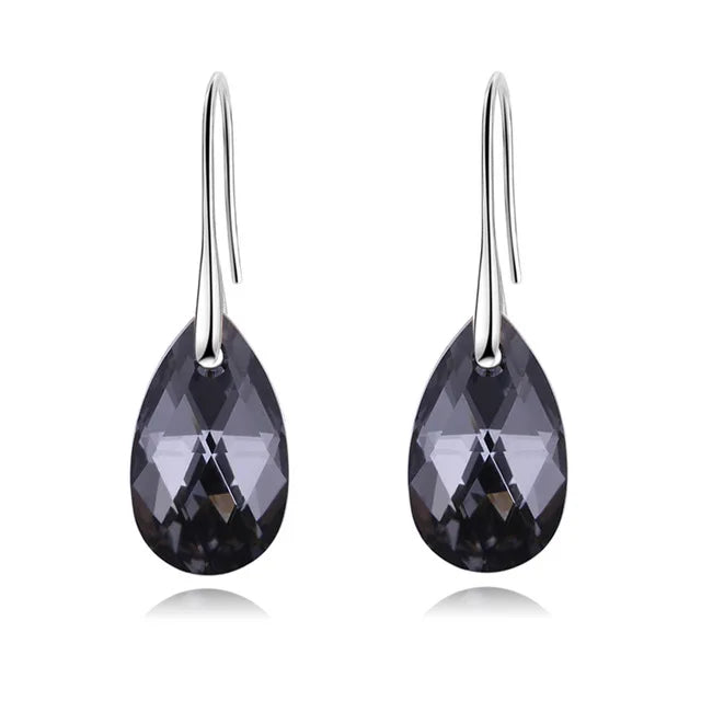 Korean Pear-Shaped Crystal Earrings