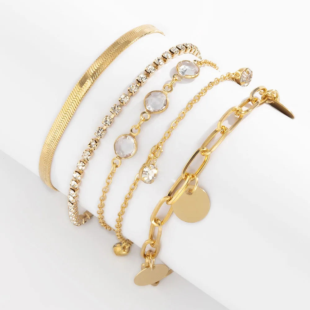Boho Snake Bone Chain Bracelet Set
