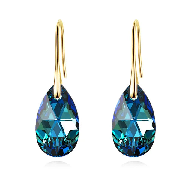 Korean Pear-Shaped Crystal Earrings
