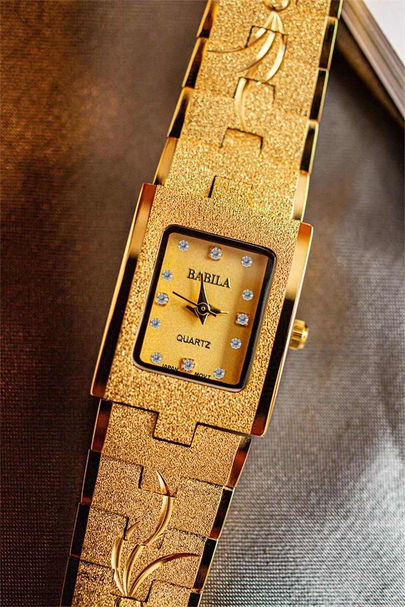 New 24K gold wristwatch gold women's watch carved pattern sm