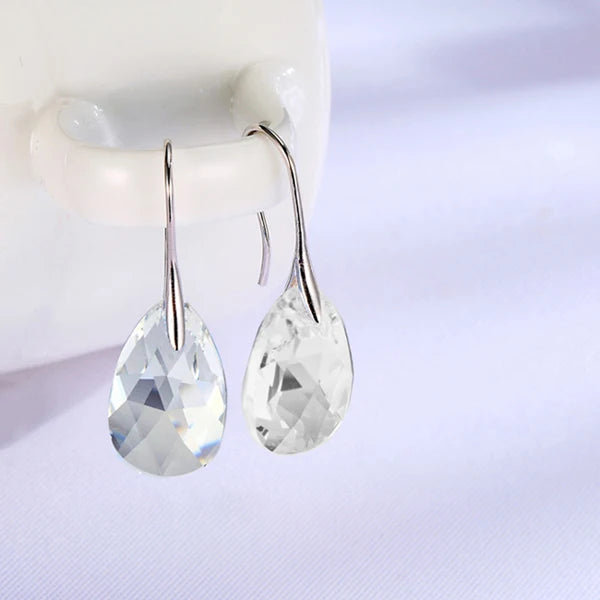Korean Pear-Shaped Crystal Earrings