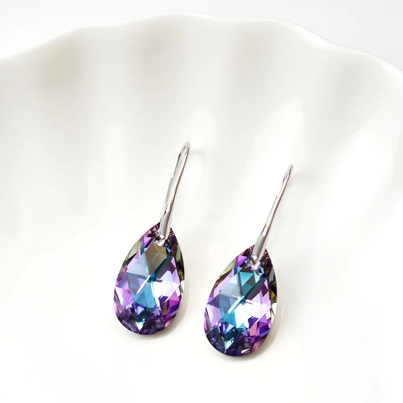 Korean Pear-Shaped Crystal Earrings
