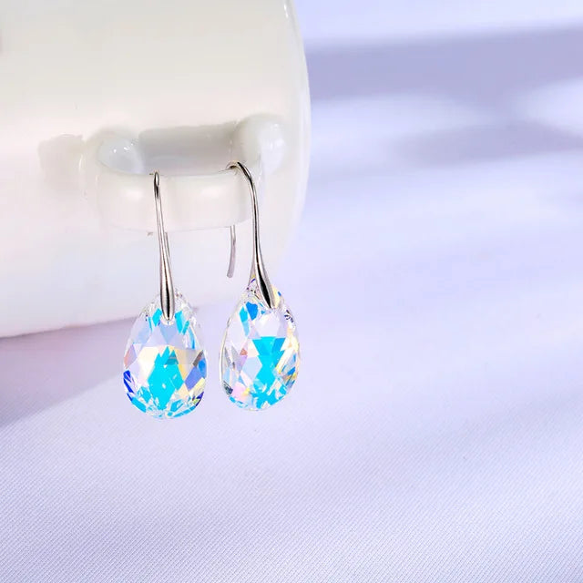 Korean Pear-Shaped Crystal Earrings