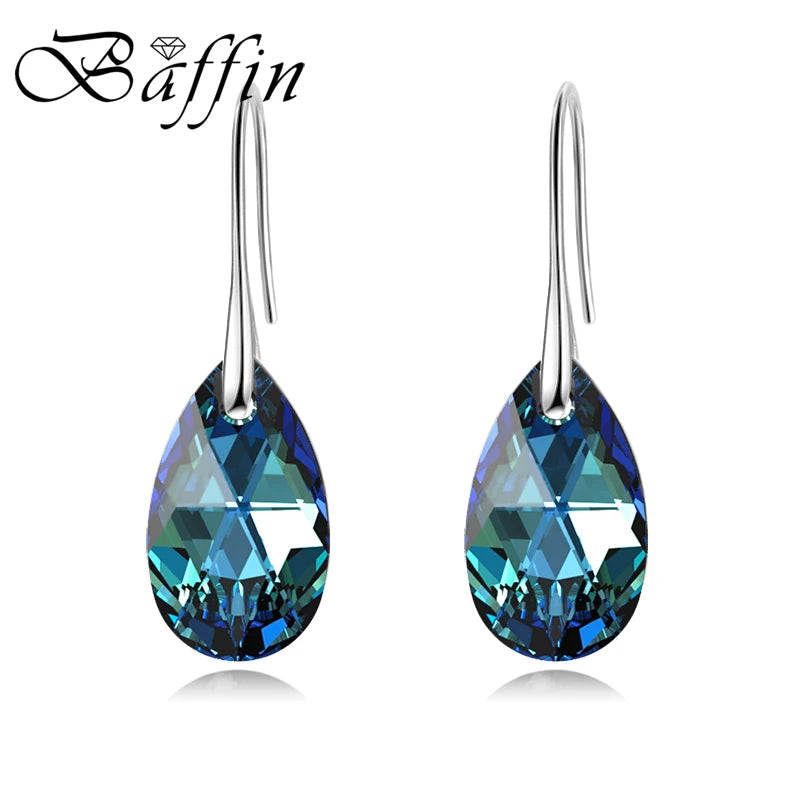 Korean Pear-Shaped Crystal Earrings