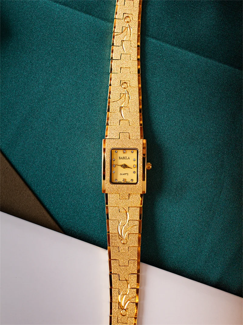 New 24K gold wristwatch gold women's watch carved pattern sm