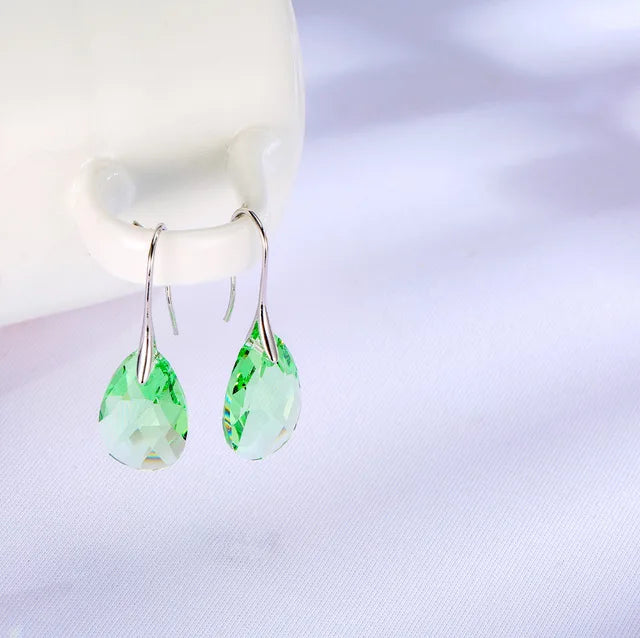 Korean Pear-Shaped Crystal Earrings