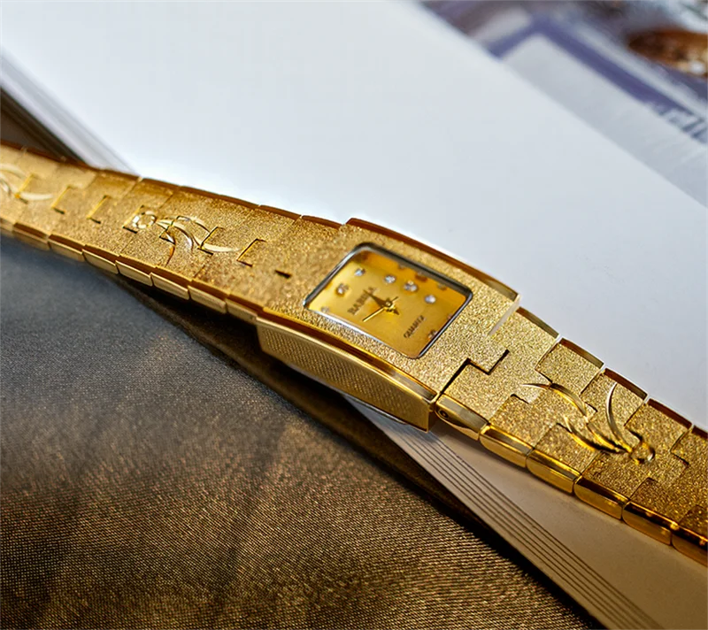 New 24K gold wristwatch gold women's watch carved pattern sm