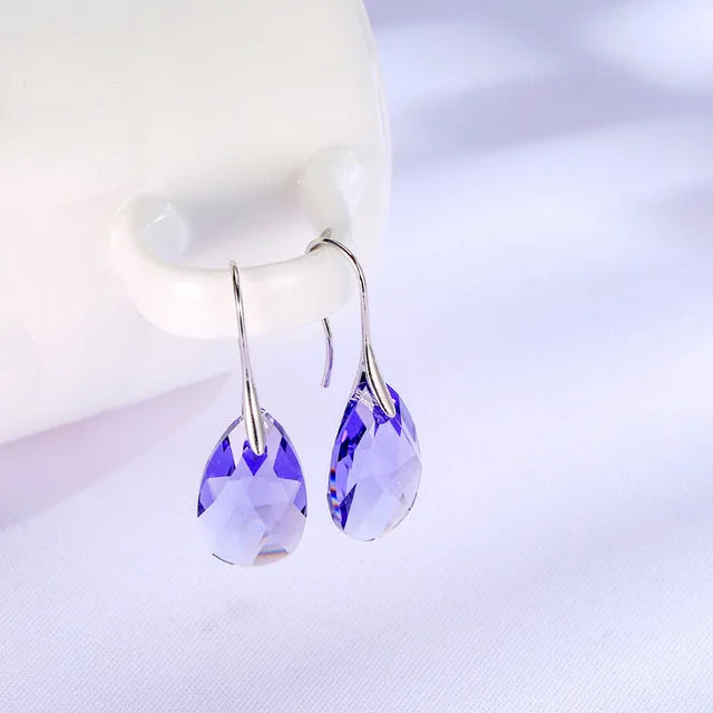 Korean Pear-Shaped Crystal Earrings