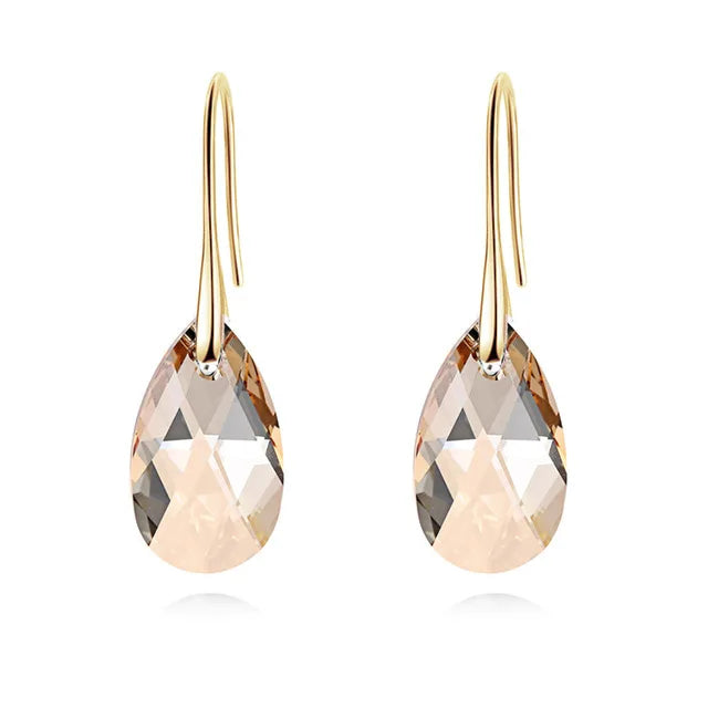 Korean Pear-Shaped Crystal Earrings
