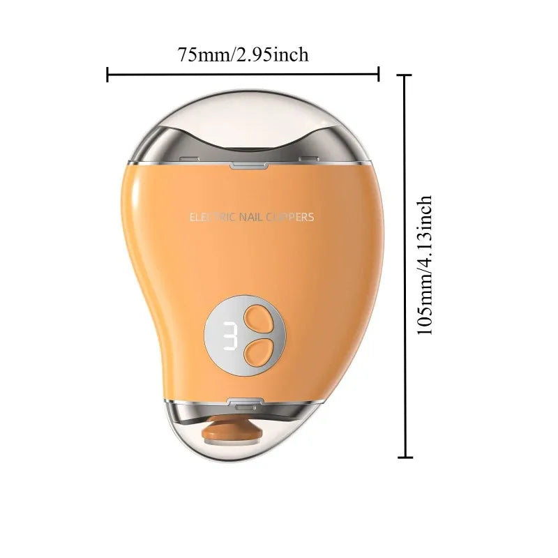 4 Colors Electric Nail Clipper with LED Light 3 Gears Double-Headed Cute Mango Shape Trimmer and Polisher Baby Toes Nail Clipper