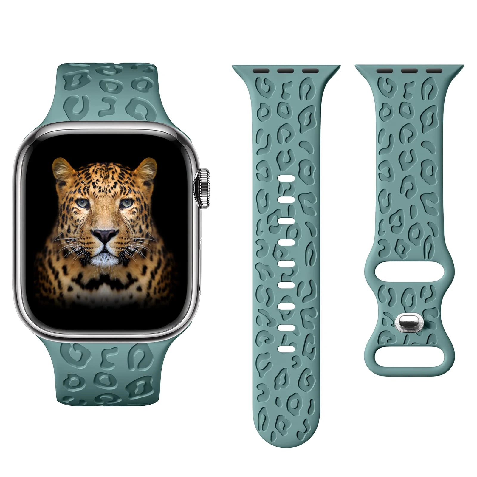 Leopard Engraved Silicone Apple Watch Strap