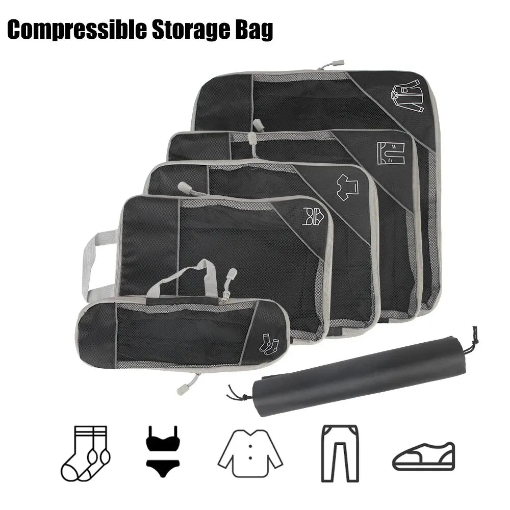 3/6 Pieces Travel Storage Organizer Set With Portable Lightw