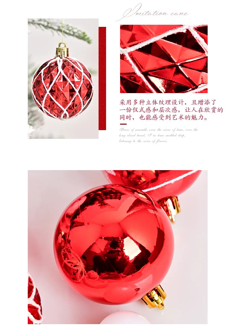 44pcs Christmas Baubles Set – Painted & Electroplated