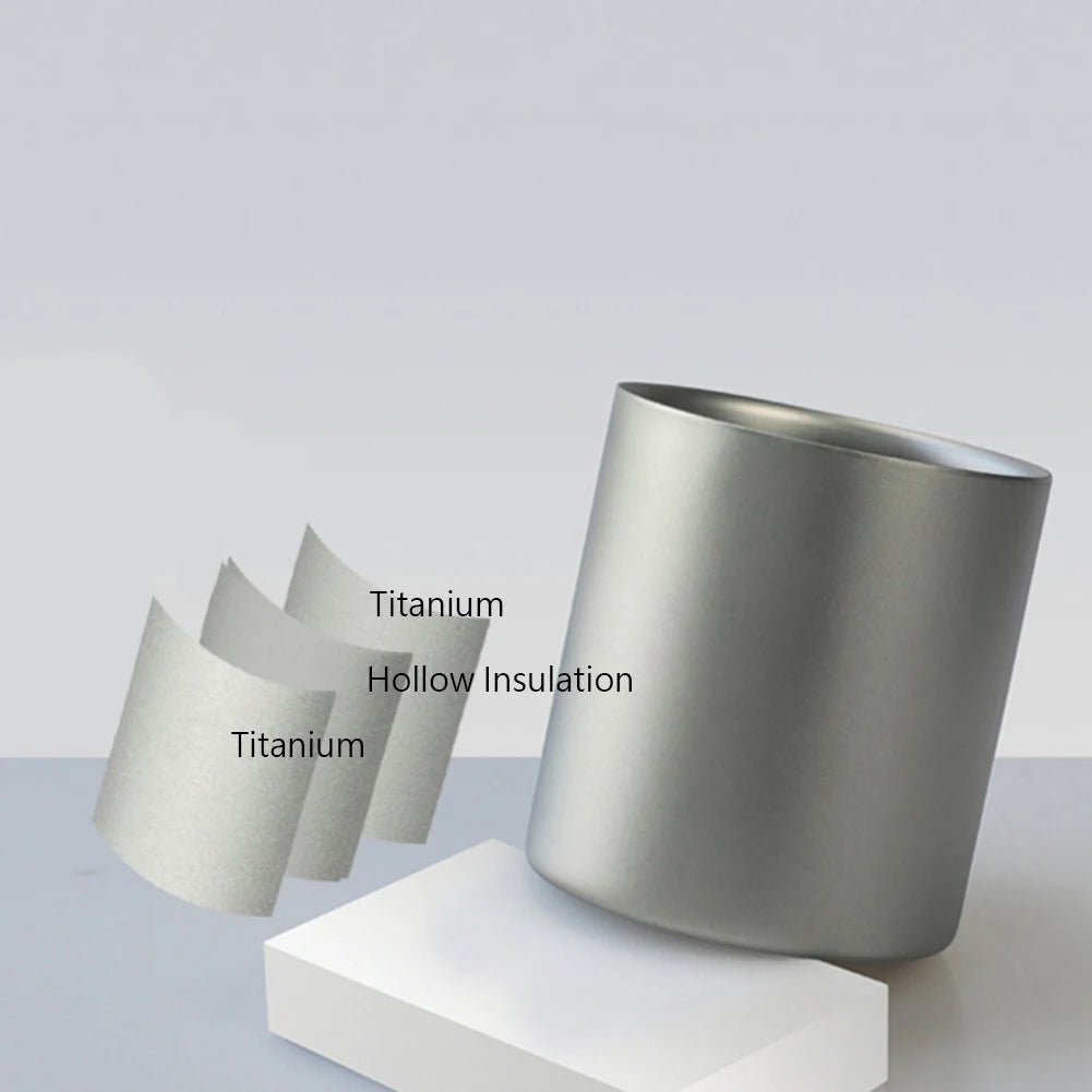 1pc Titan-ium Cup With Drawstring Sack Double Wall Insulates