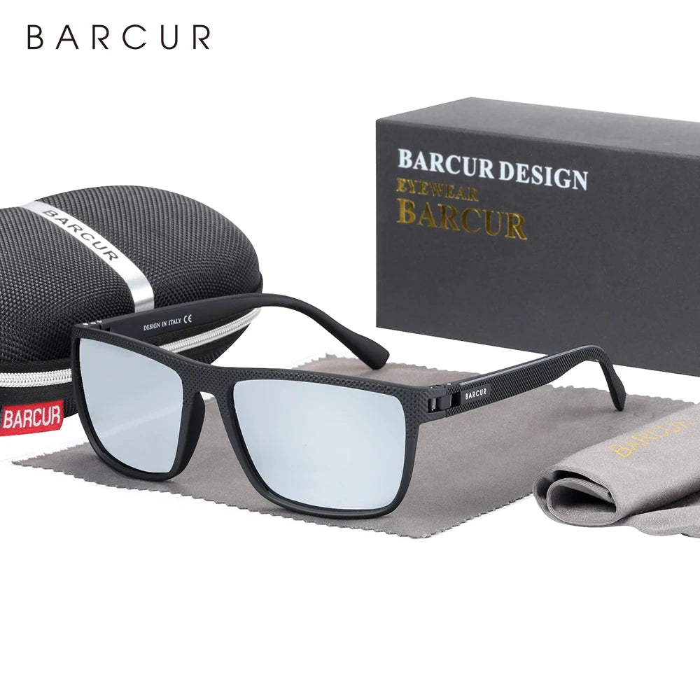 BARCUR TR90 Polarized Sunglasses Driving Square Sun Glasses