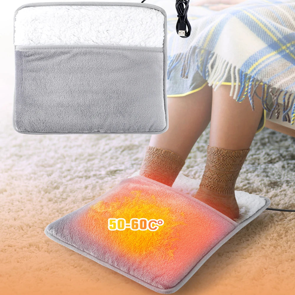 Electric Heating Pad Washable Foot Warmer Soft Plush Blanket