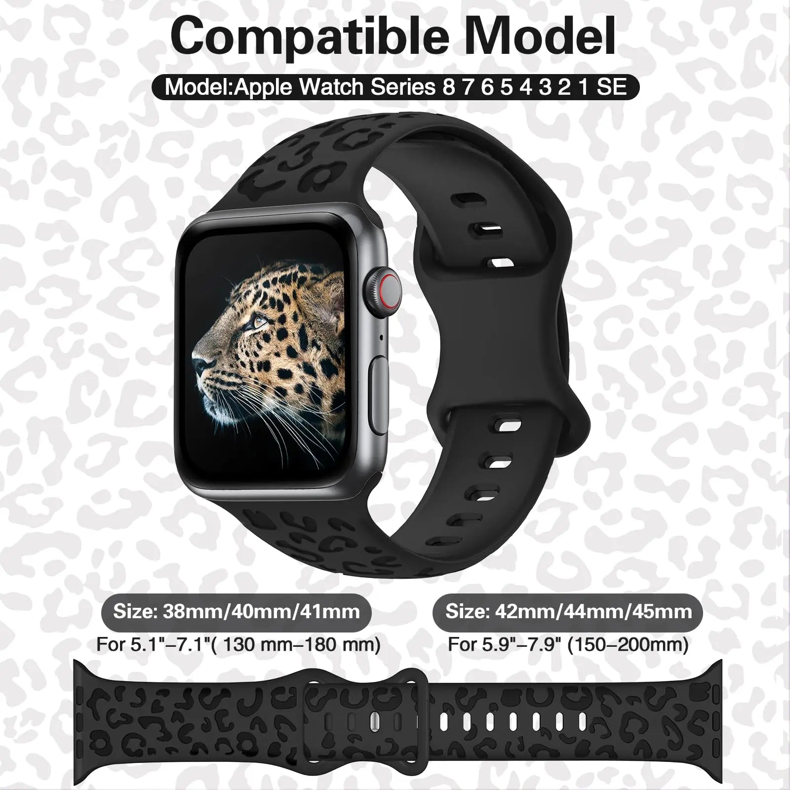 Leopard Engraved Silicone Apple Watch Strap