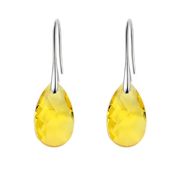 Korean Pear-Shaped Crystal Earrings