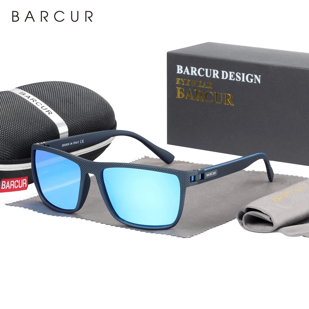 BARCUR TR90 Polarized Sunglasses Driving Square Sun Glasses
