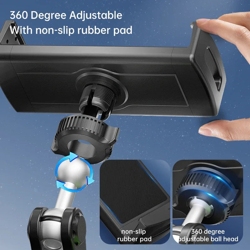 Aluminum Alloy Car Tablet Support 360° Rotation Adjustable Stand with Suction Cup Mount for 4-12.9 Inch Tablets Mobile Phones